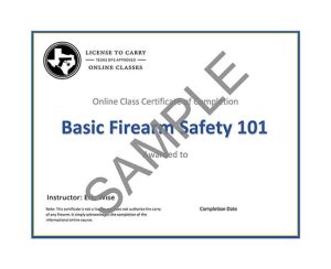 United Tactics & Training - Basic Firearm Safety 101 Class - Certificate of Completion